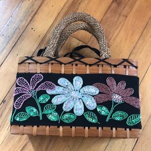 Pita Kura Handbeaded Drawstring Straw Bags (Small)